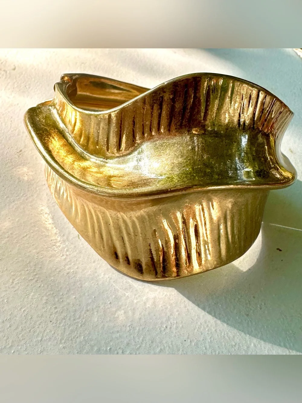 Zara Gold Leaf Motif Cuff Bracelet